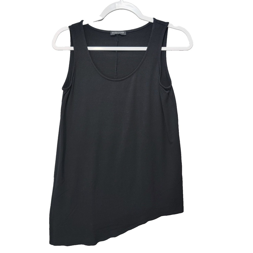 Eileen Fisher Asymmetric Tank Top Womens MP‎ Witchy Whimsigoth Lagenlook Black